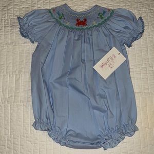 Girls Smocked Nautical Bubble